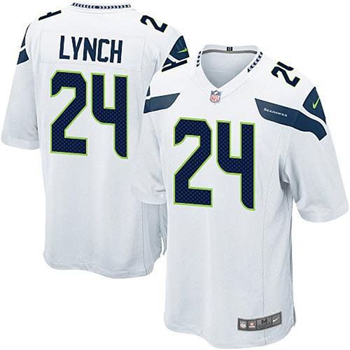 Men Seattle Seahawks #24 Marshawn Lynch Nike White Game NFL Jersey